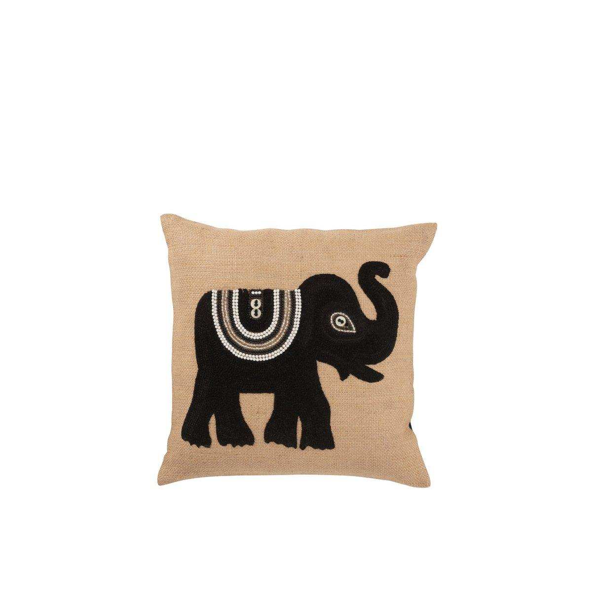 J-Line Kissen Elefant - Textil - Natur/Schwarz - klein - HomeDesign Knaus