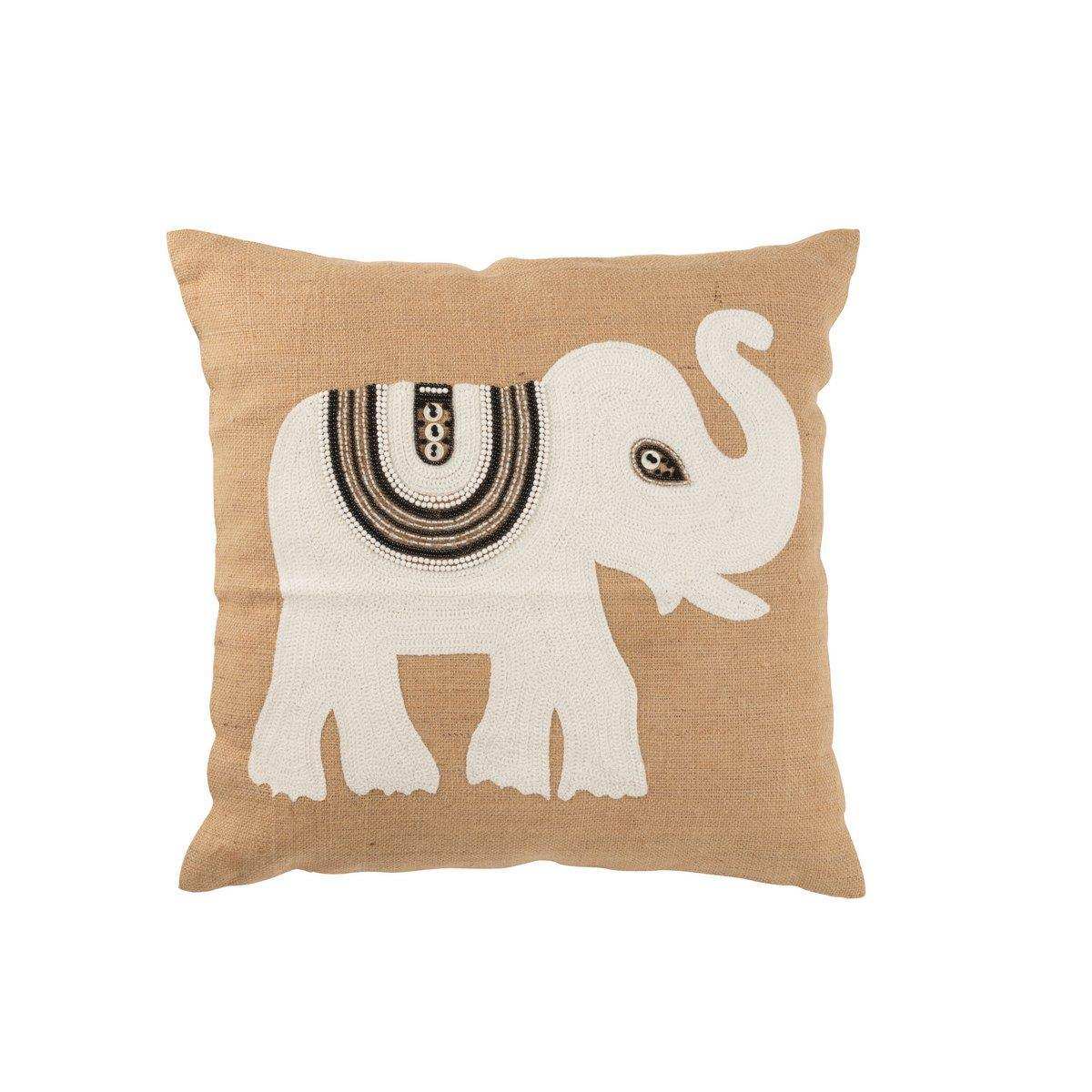 J-Line Kissen Elefant - Textil - Natur/Weiß - groß - HomeDesign Knaus