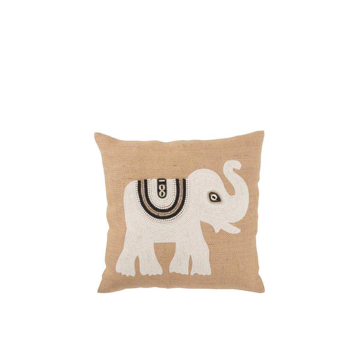 J-Line Kissen Elefant - Textil - Natur/Weiß - klein - HomeDesign Knaus