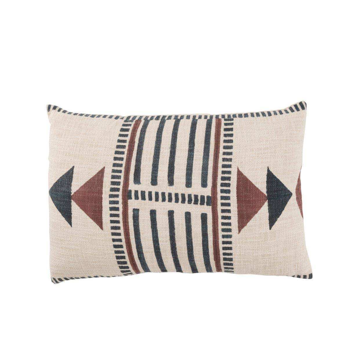 J-Line Kissen Ethnic - Baumwolle - Ceme/Braun/Schwarz - HomeDesign Knaus