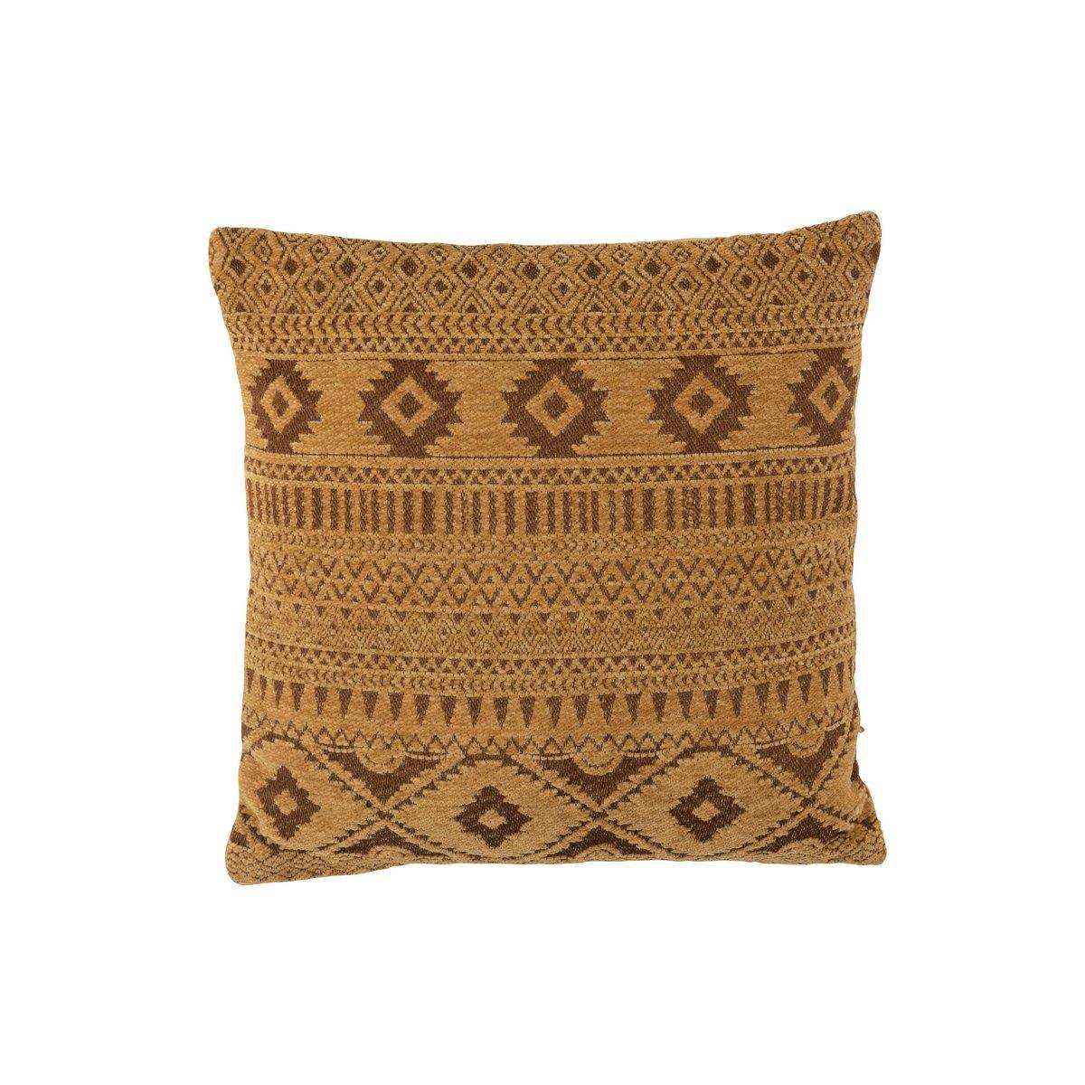 J-Line Kissen Ethnic Square – Baumwolle – Ocker - HomeDesign Knaus
