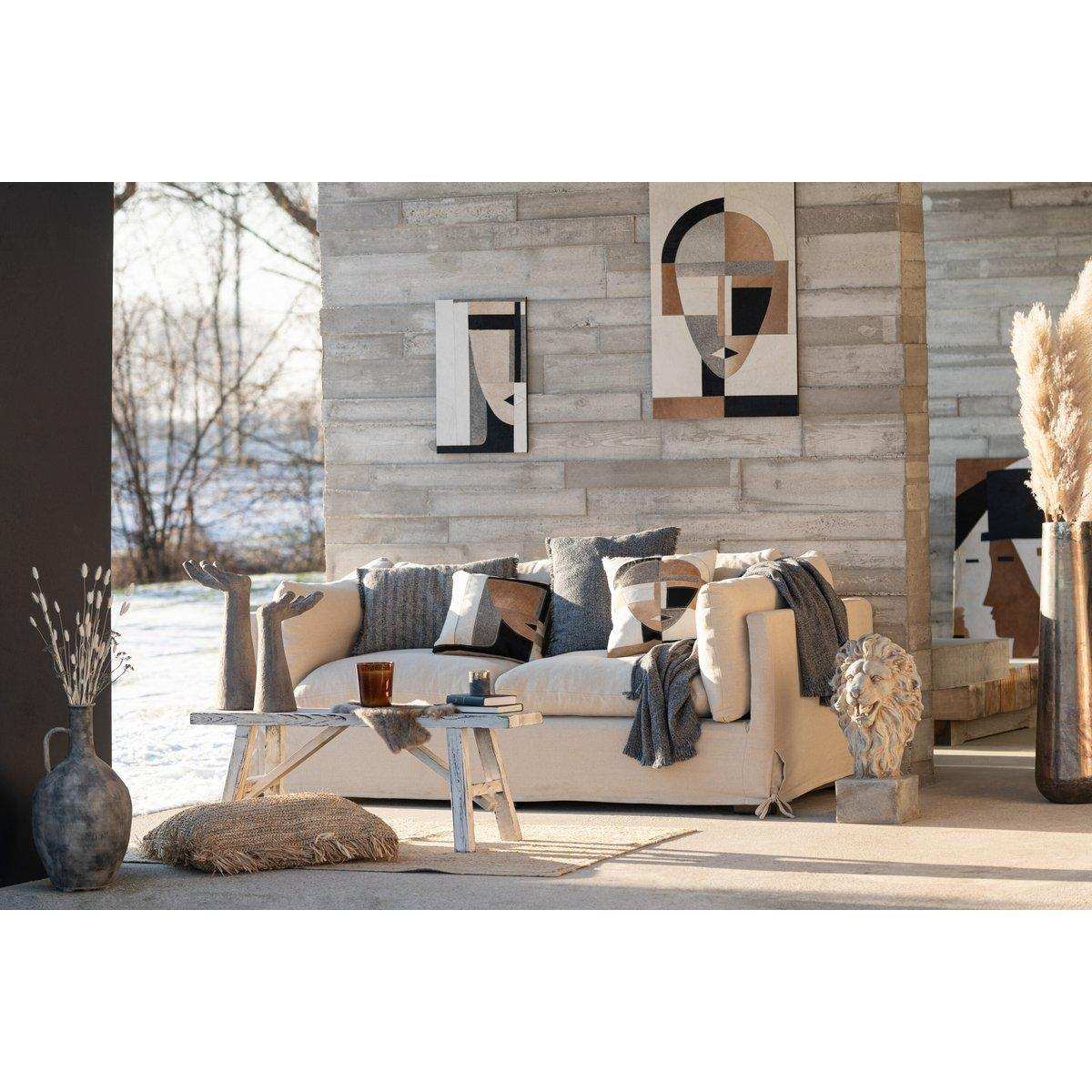 J-Line Kissen Etnic Rechteck - Baumwolle - Blau/Beige - HomeDesign Knaus