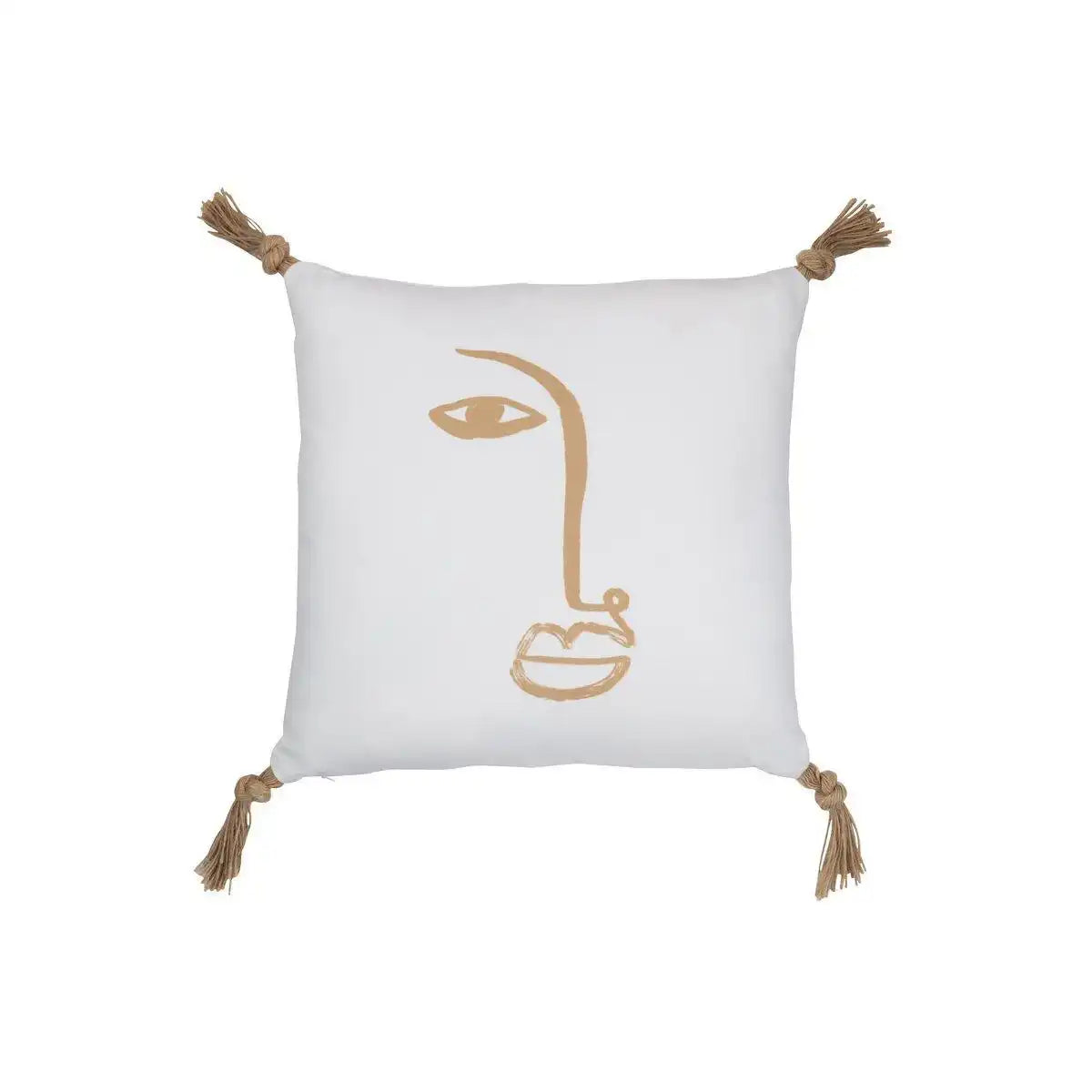 J-Line Kissen Face Square – Polyester – Weiß - HomeDesign Knaus