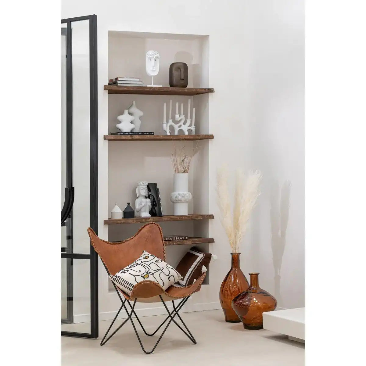 J-Line Kissen Faces – Baumwolle – Creme/Braun/Schwarz - HomeDesign Knaus