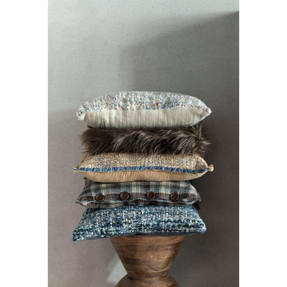 J-Line Kissen Faux Fur Long - Polyester - Grau/Schwarz/Weiß - HomeDesign Knaus