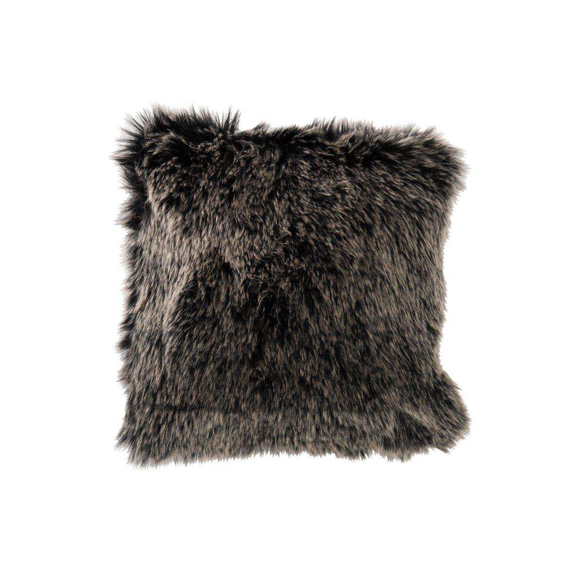J-Line Kissen Faux Fur Long - Polyester - Grau/Schwarz/Weiß - HomeDesign Knaus