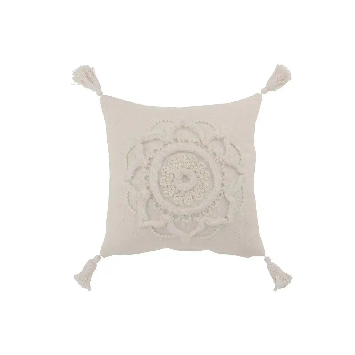 J-Line Kissen Flower And Quastes – Baumwolle – Weiß - HomeDesign Knaus