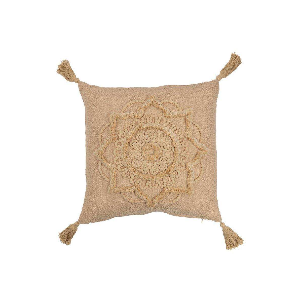 J-Line Kissen Flower Brush – Polyester – Beige - HomeDesign Knaus