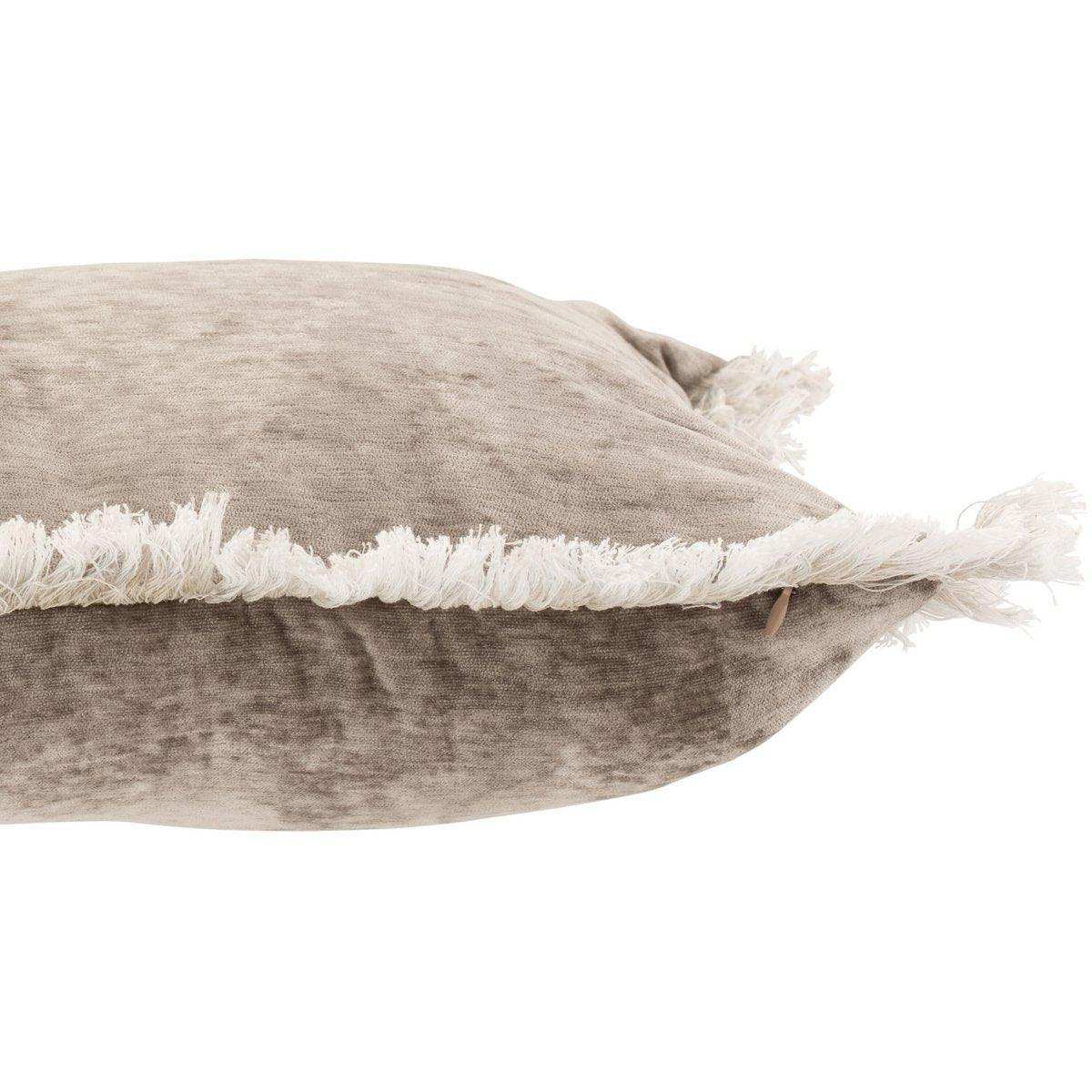 J-Line Kissen Fringe – Polyester – Grau - HomeDesign Knaus