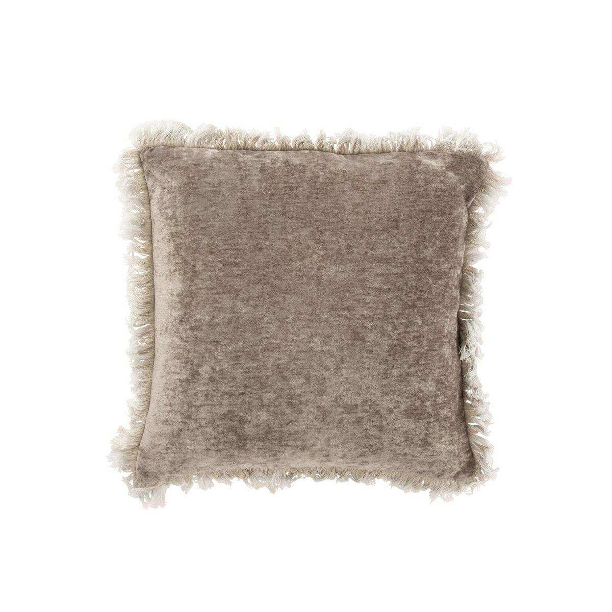 J-Line Kissen Fringe – Polyester – Grau - HomeDesign Knaus