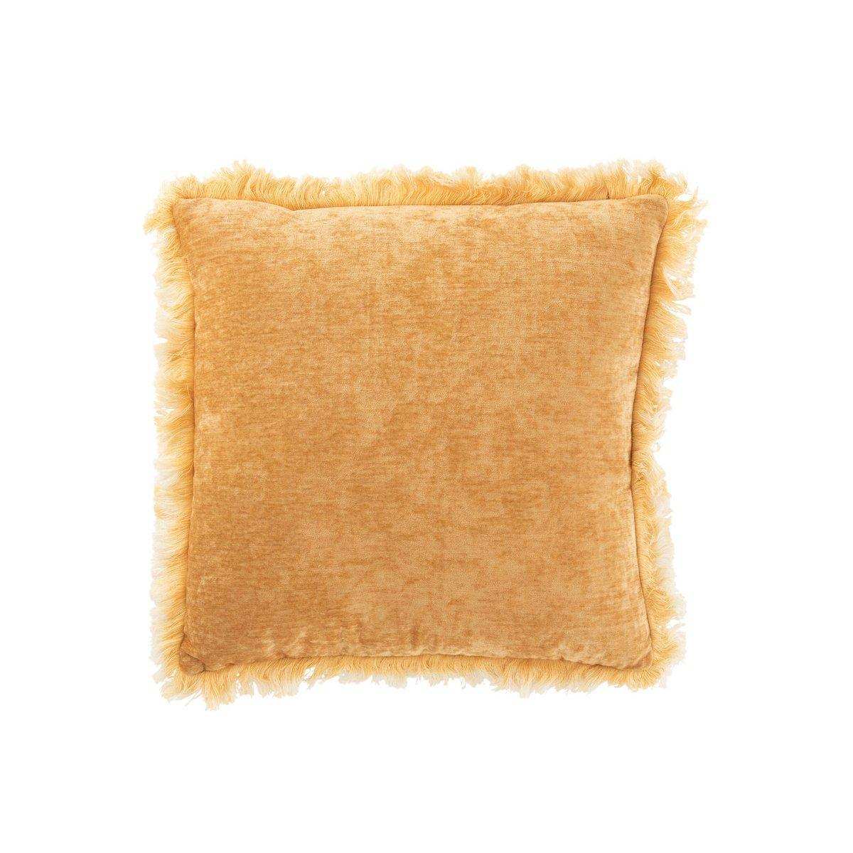 J-Line Kissen Fringe – Polyester – Ocker - HomeDesign Knaus