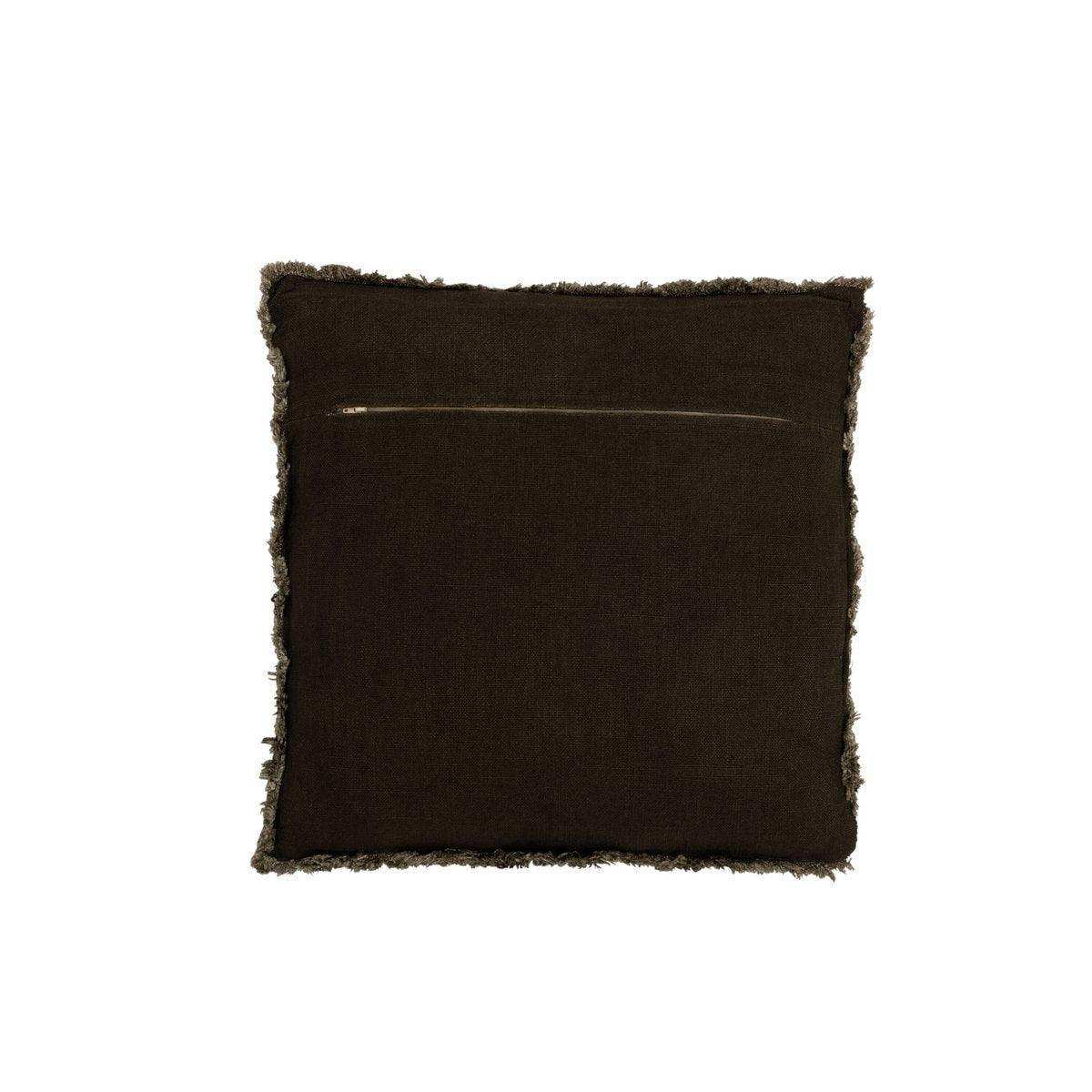 J-Line Kissen Fringe Square – Baumwolle – Grün - HomeDesign Knaus