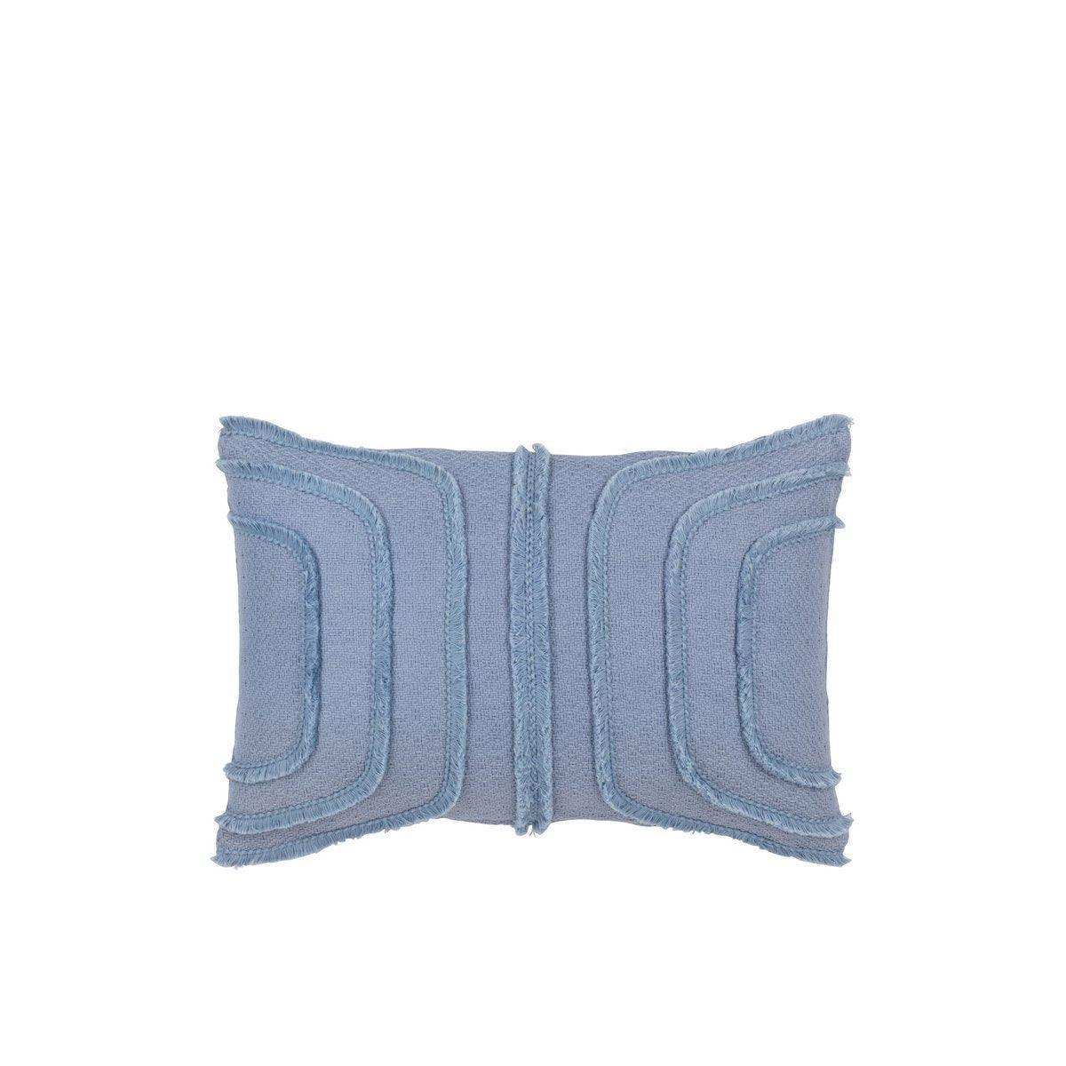 J-Line Kissen Fringes Lines – Baumwolle – Blau - HomeDesign Knaus