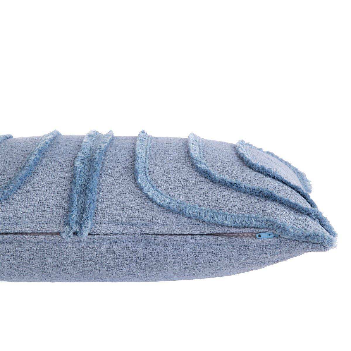 J-Line Kissen Fringes Lines – Baumwolle – Blau - HomeDesign Knaus