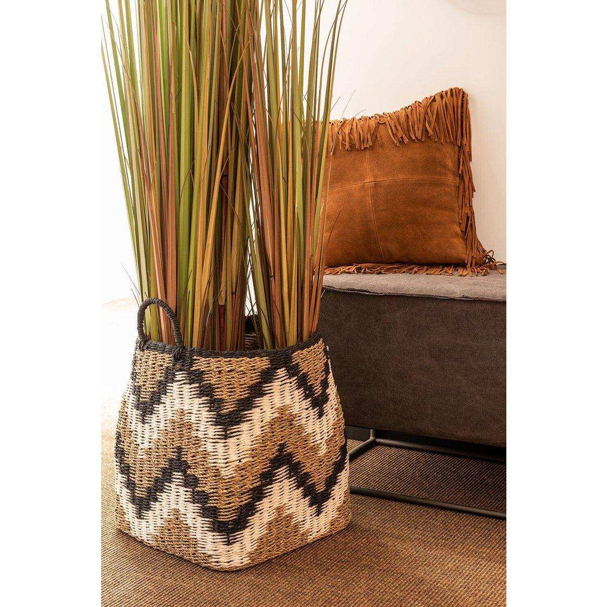 J-Line Kissen Fringes Square – Leder – Cognac - HomeDesign Knaus
