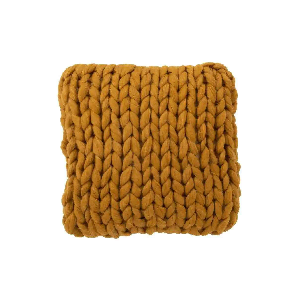 J-Line Kissen gestrickt – Polyester/Acryl – Ocker - HomeDesign Knaus