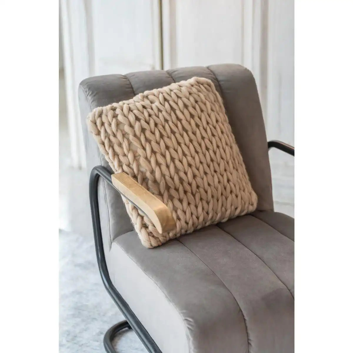 J-Line Kissen Gestricktes Acryl – Polyester – Creme - HomeDesign Knaus