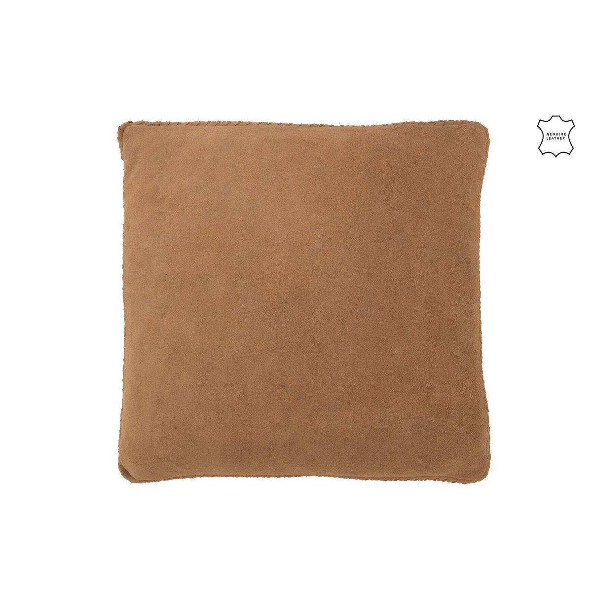 J-Line Kissen gewebt – Leder – braun - HomeDesign Knaus