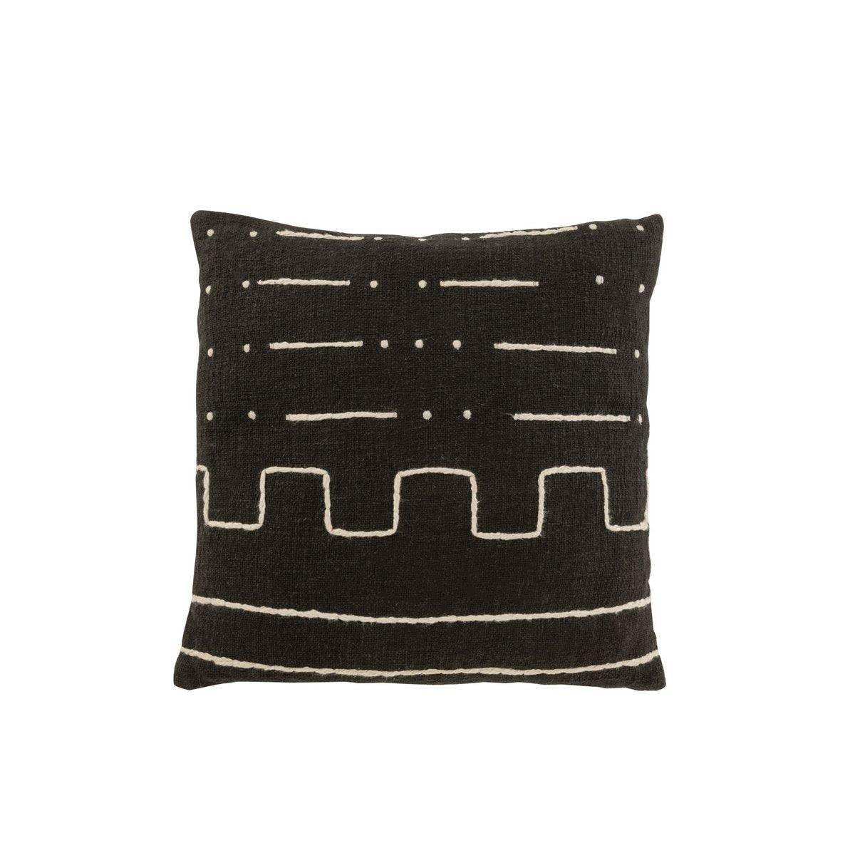 J-Line Kissen Graphic Drawing 1 – Baumwolle – Schwarz - HomeDesign Knaus