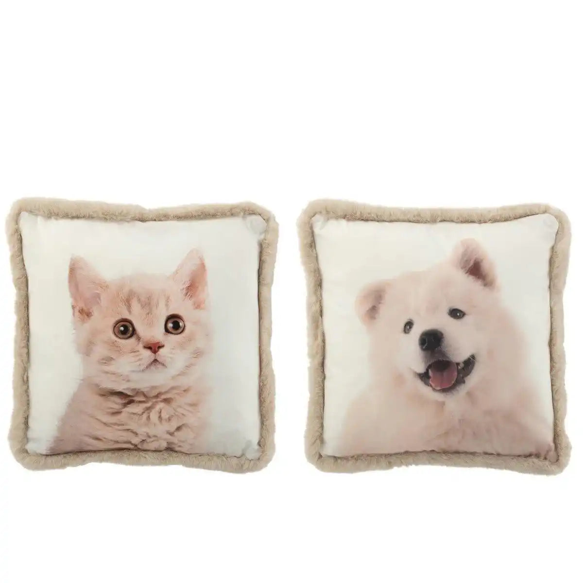 J-Line Kissen Hunde-/Katzenfell/Polyester Weiß/Beige - HomeDesign Knaus