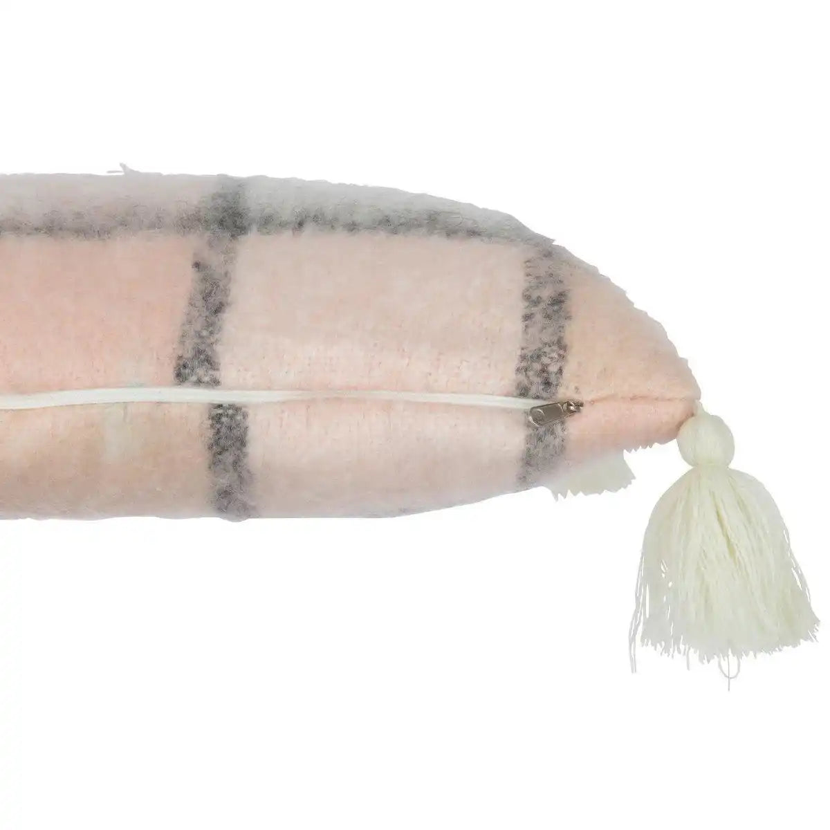 J-Line Kissen Kariert – Polyester – Beige/Rosa - HomeDesign Knaus