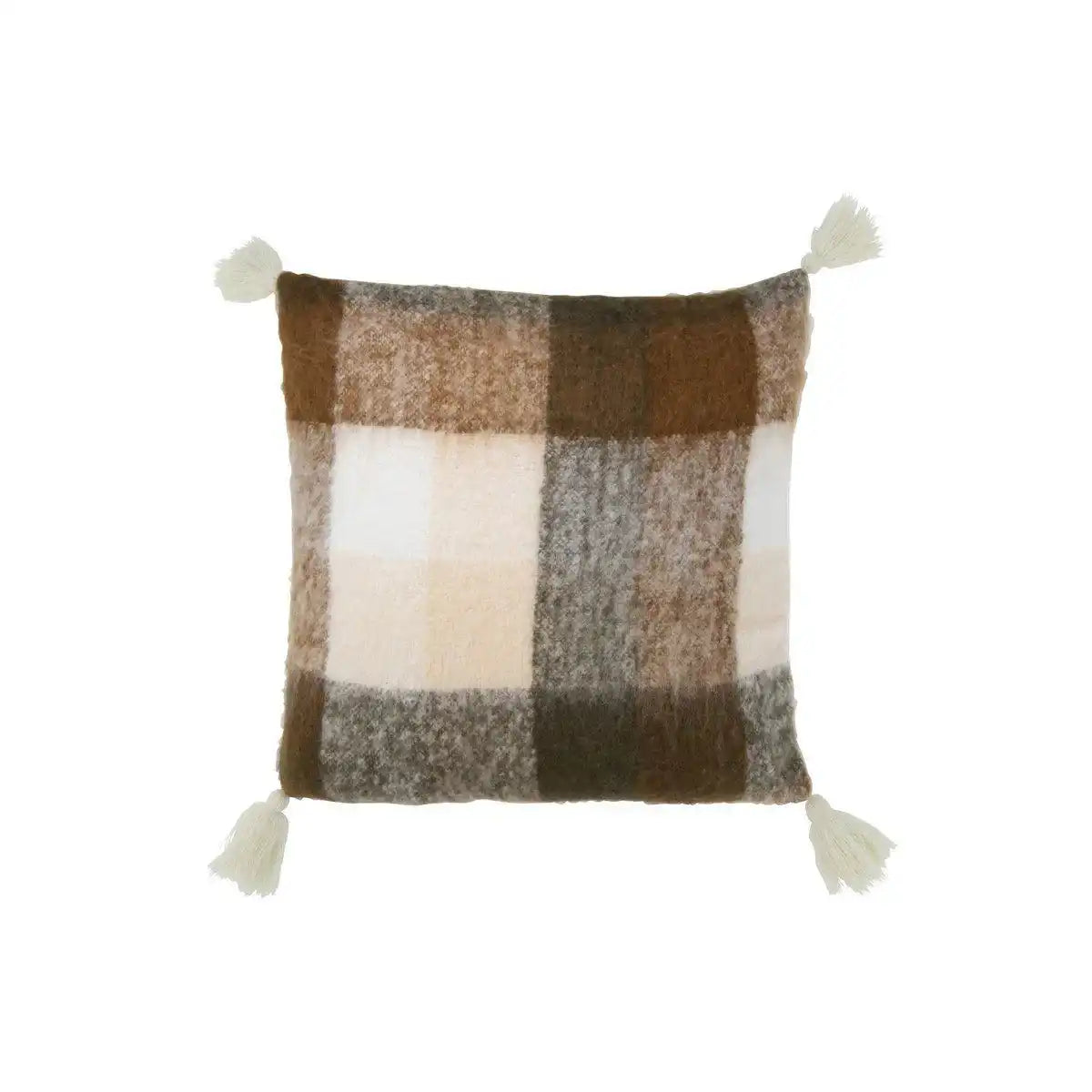 J-Line Kissen Kariert – Polyester – Braun/Beige - HomeDesign Knaus