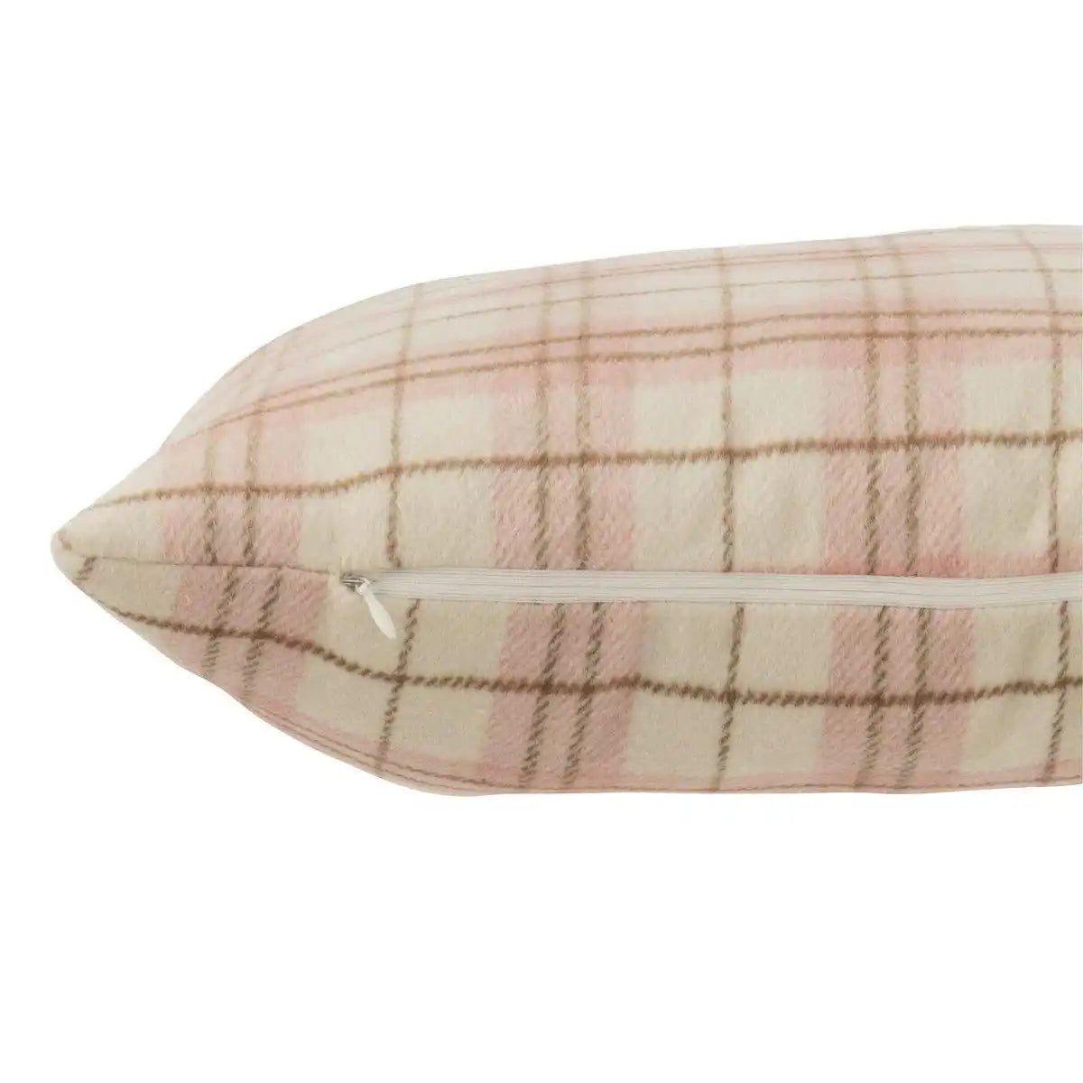 J-Line Kissen Kariert - Textil - Weiß/Rosa - HomeDesign Knaus