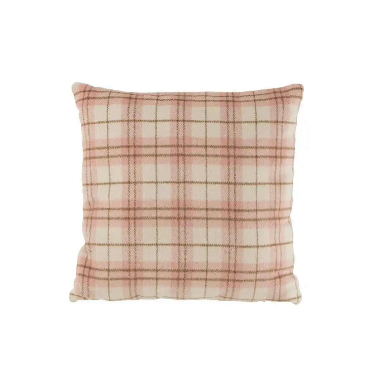 J-Line Kissen Kariert - Textil - Weiß/Rosa - HomeDesign Knaus