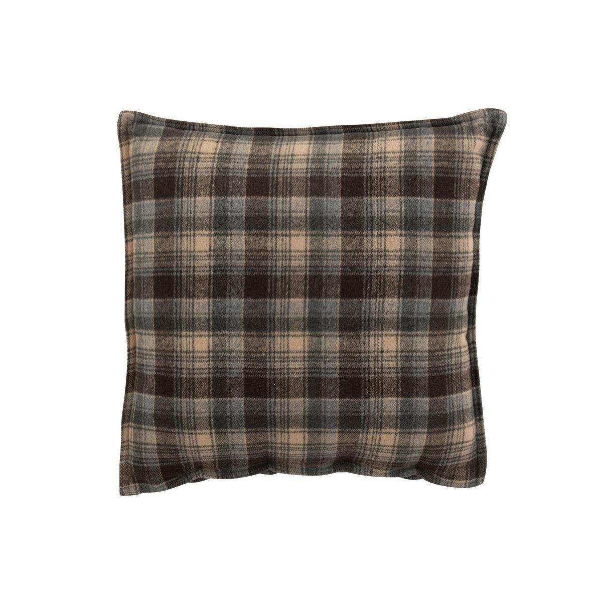 J-Line Kissen Karo+Knöpfe Polyester Braun/Grau/Beige - HomeDesign Knaus