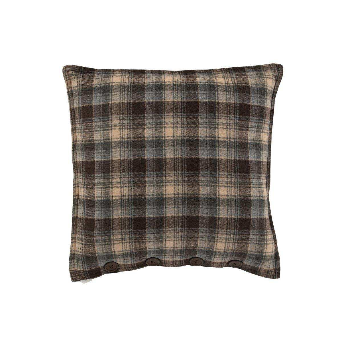 J-Line Kissen Karo+Knöpfe Polyester Braun/Grau/Beige - HomeDesign Knaus