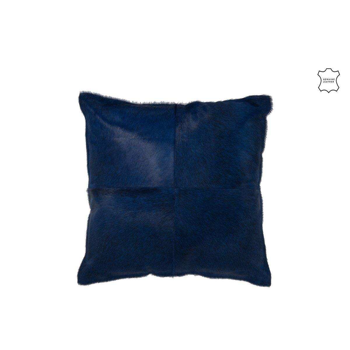 J-Line Kissen Kuhhaar – Leder – elektrisches Blau - HomeDesign Knaus