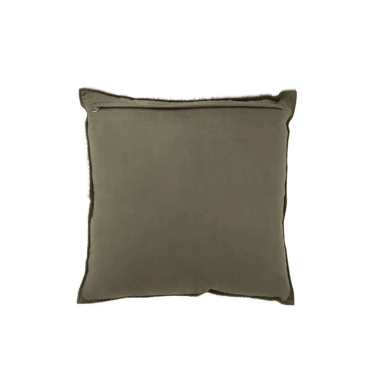 J-Line Kissen Kuhhaar - Leder - Oliv - HomeDesign Knaus