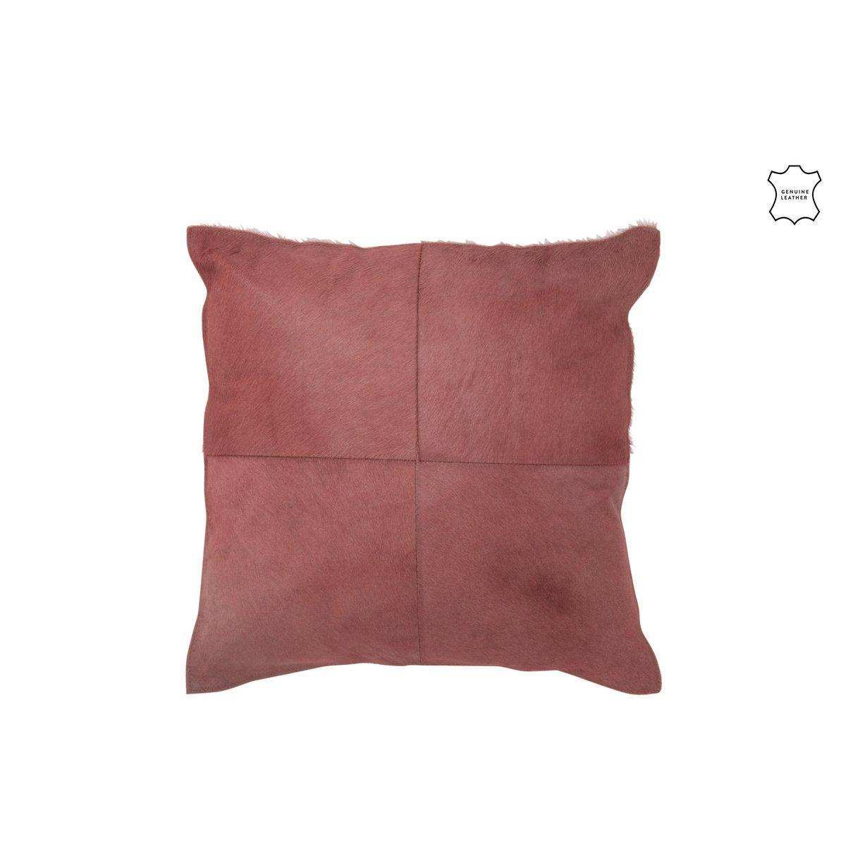 J-Line Kissen Kuhhaar - Leder - Rot - HomeDesign Knaus