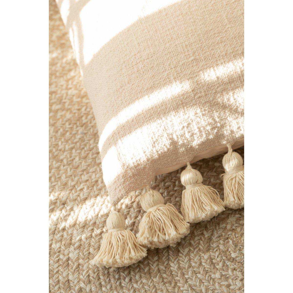 J-Line Kissen Kwastje – Baumwolle – Beige - HomeDesign Knaus