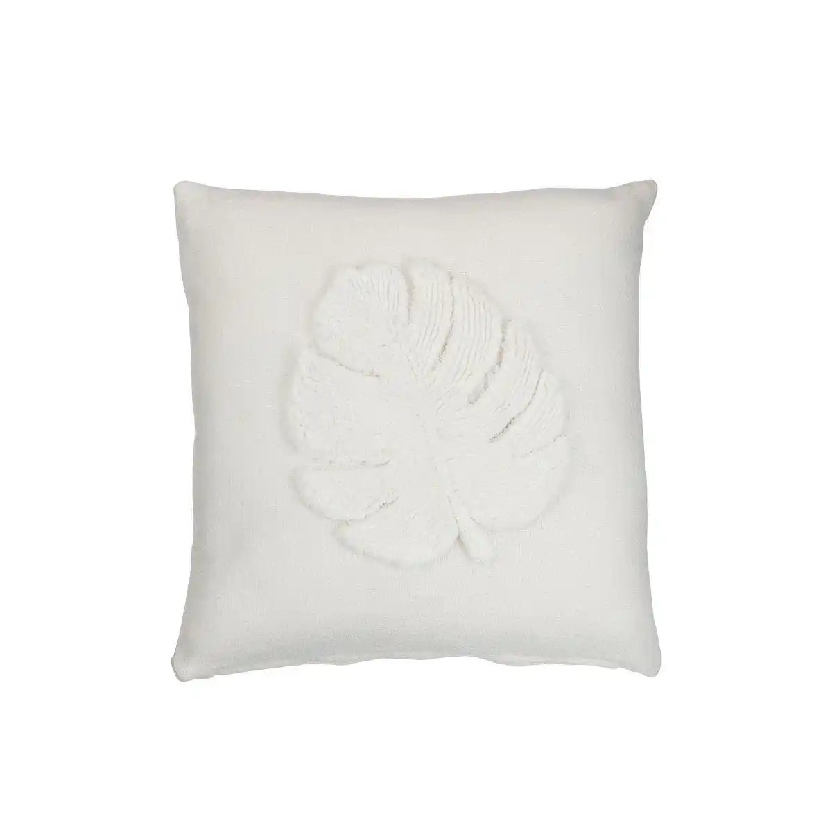 J-Line Kissen Leaf Square – Polyester – Weiß - HomeDesign Knaus
