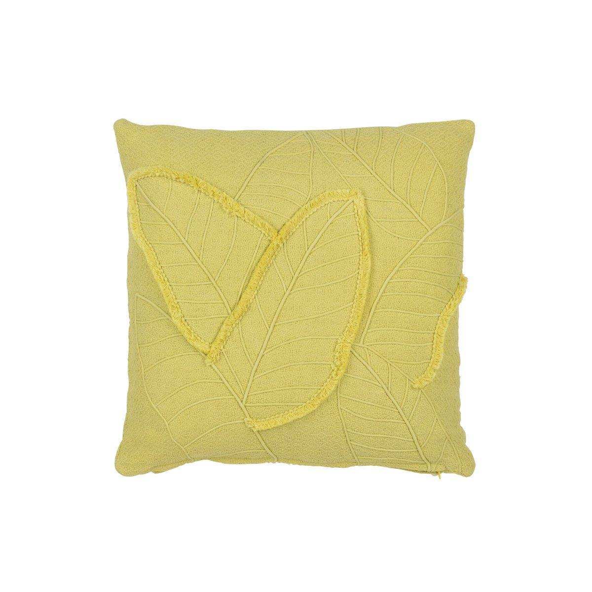 J-Line Kissen Leaves – Baumwolle – Limette/Grün - HomeDesign Knaus