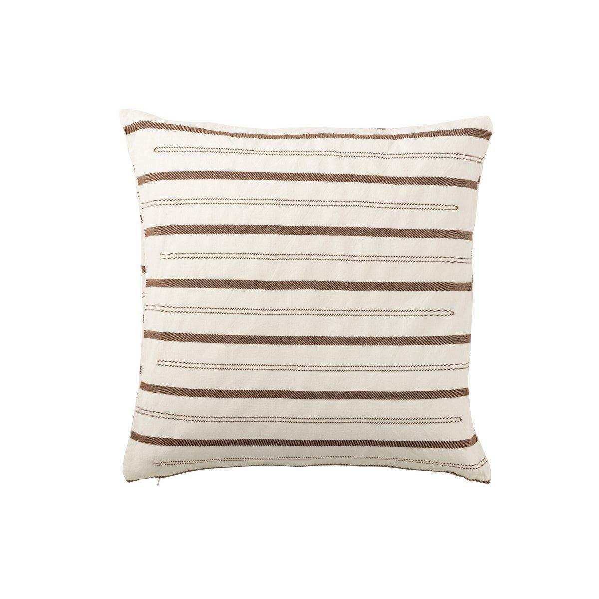 J-Line Kissen Lines – Baumwolle – weiß/braun - HomeDesign Knaus