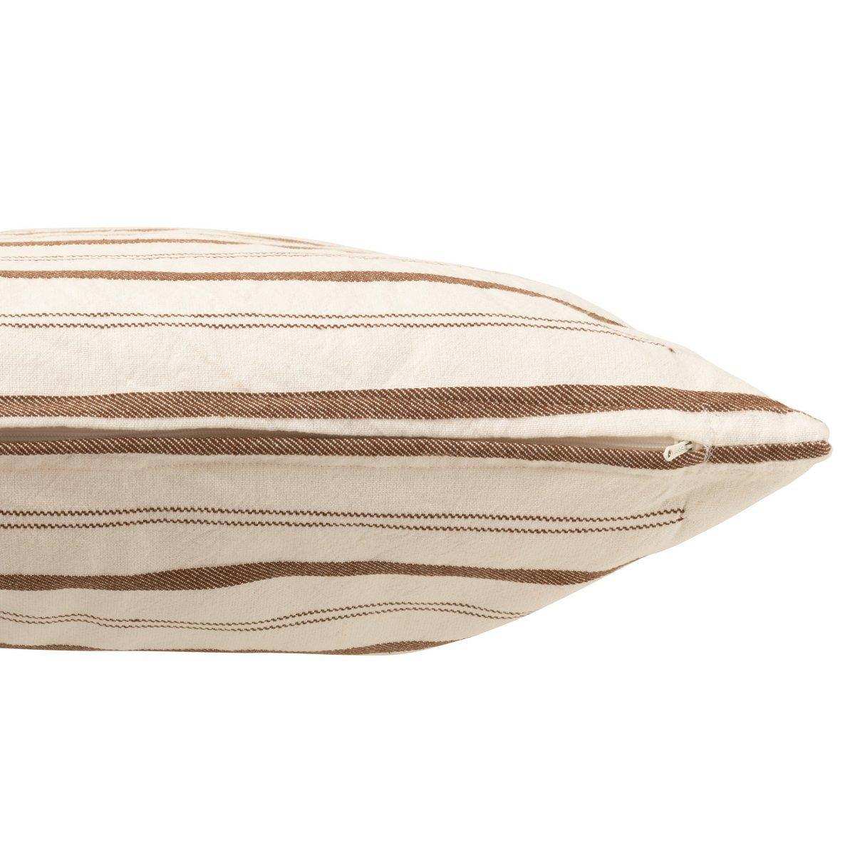 J-Line Kissen Lines – Baumwolle – weiß/braun - HomeDesign Knaus
