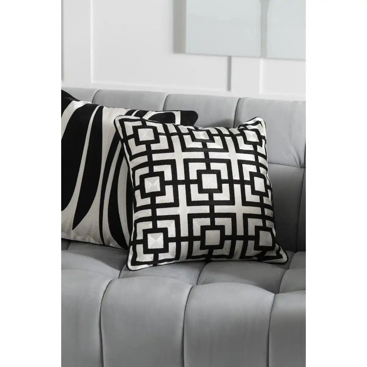 J-Line Kissen Milano - Textil - Weiß/Schwarz - - HomeDesign Knaus
