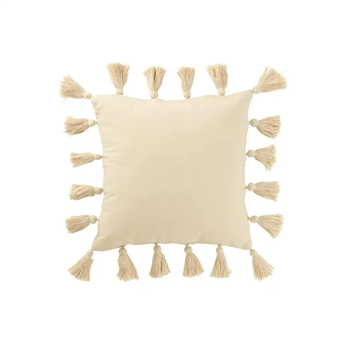 J-Line Kissen mit gewebten Quasten, Baumwolle, Beige - HomeDesign Knaus