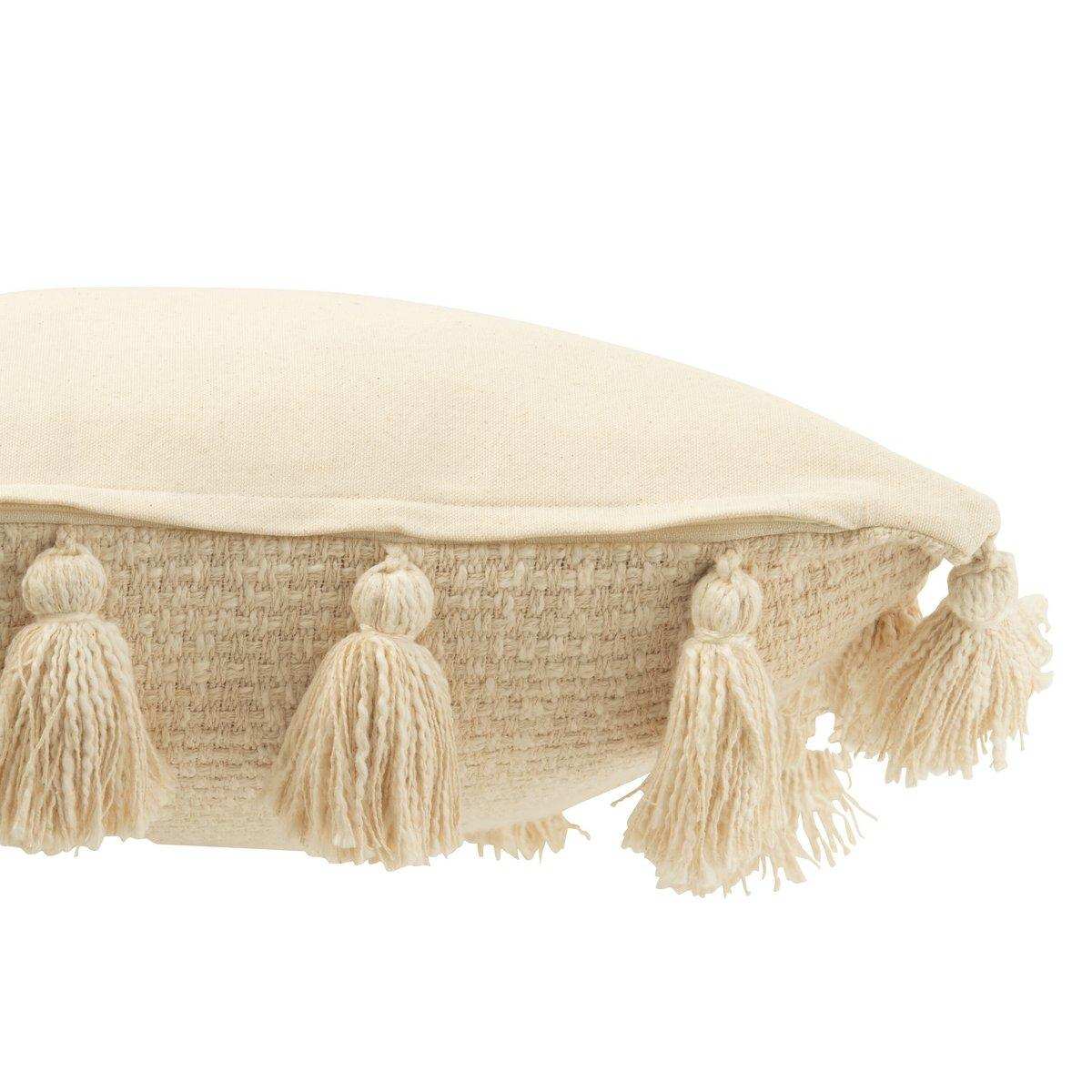 J-Line Kissen mit gewebten Quasten, Baumwolle, Beige - HomeDesign Knaus