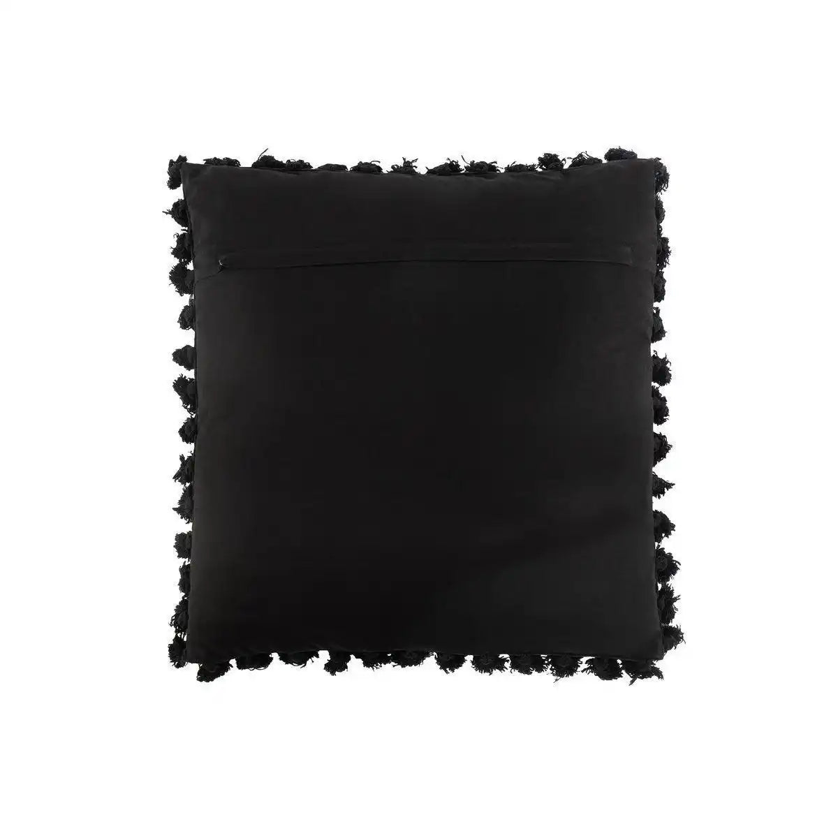J-Line Kissen mit marokkanischem Rand, Baumwolle, Schwarz - HomeDesign Knaus