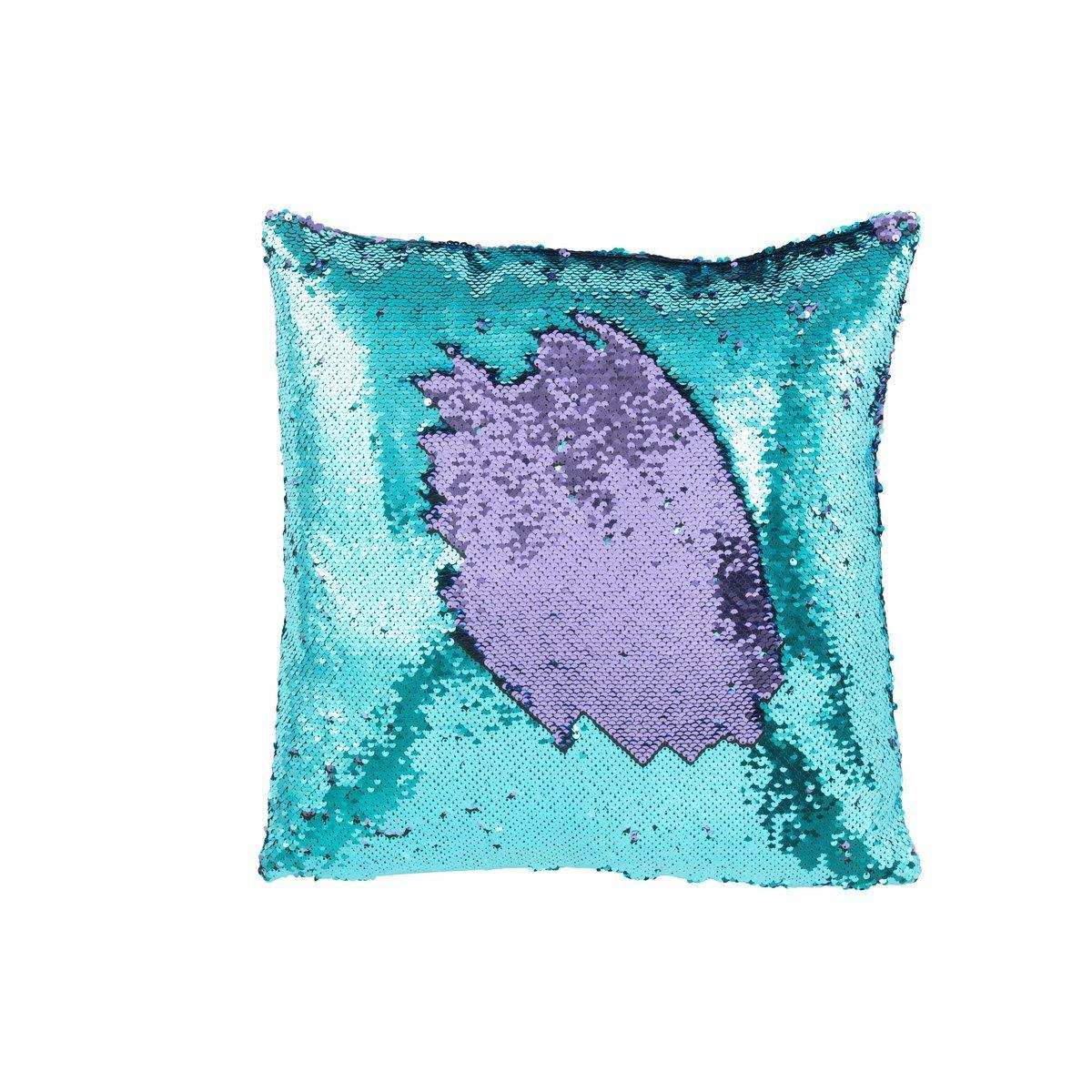 J-Line Kissen mit wendbaren Pailletten, Blau/Lila - HomeDesign Knaus