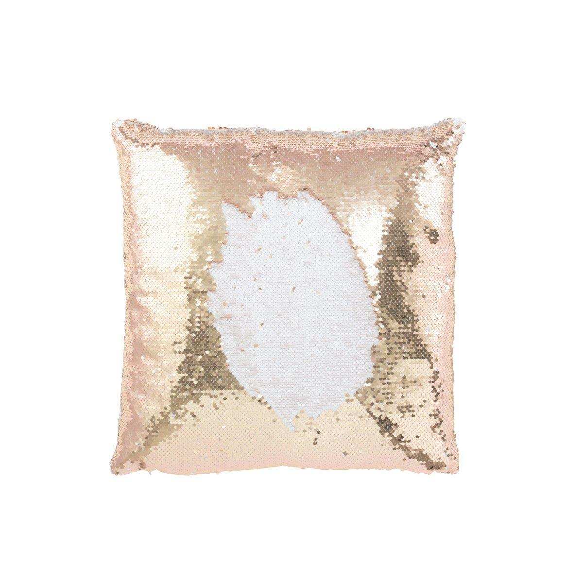 J-Line Kissen mit wendbaren Pailletten, Champagner/Weiß - HomeDesign Knaus