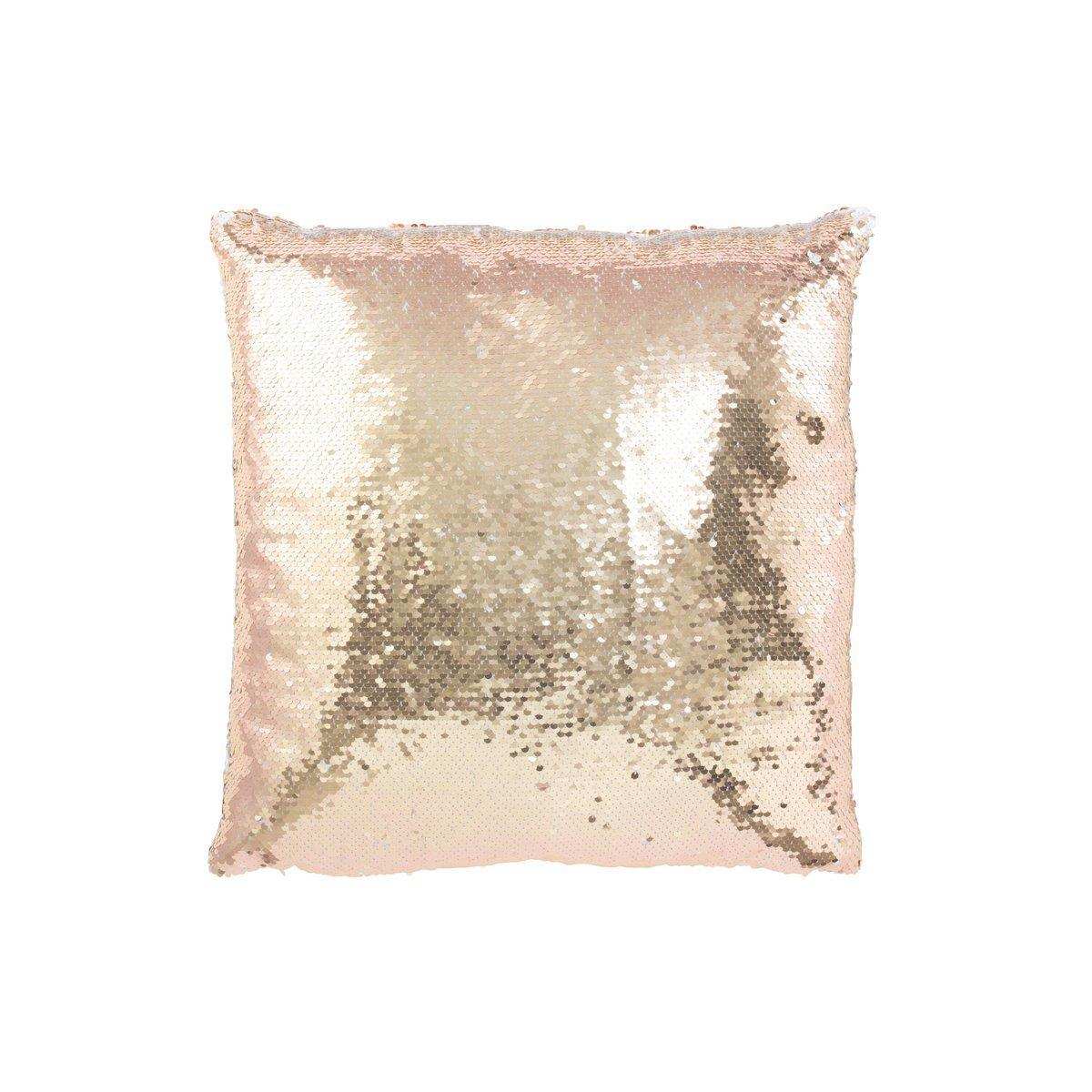 J-Line Kissen mit wendbaren Pailletten, Champagner/Weiß - HomeDesign Knaus