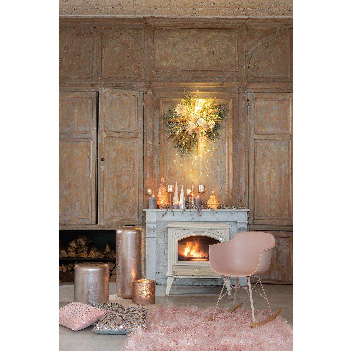 J-Line Kissen Paillet – Samt – Grau/Rosa - HomeDesign Knaus