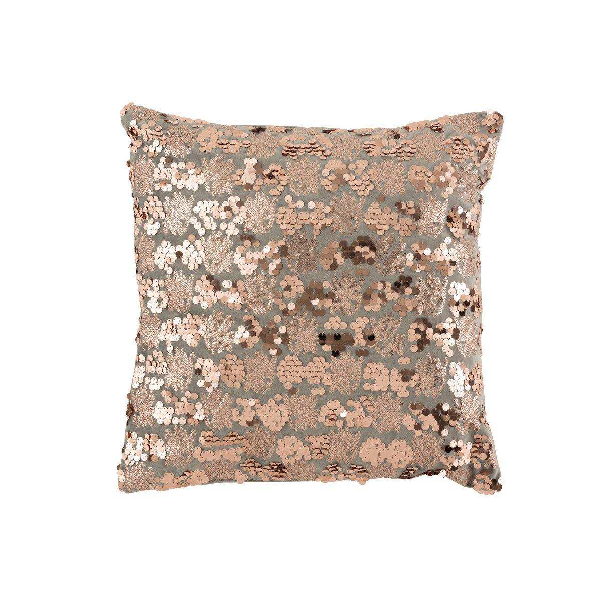 J-Line Kissen Paillet – Samt – Grau/Rosa - HomeDesign Knaus