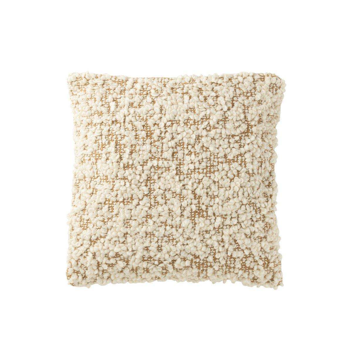 J-Line Kissen, quadratisch, Bouclé, Baumwolle/Polyester, Kamel/Creme - HomeDesign Knaus