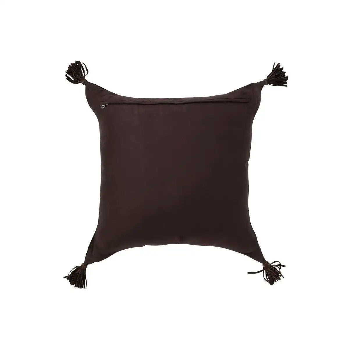 J-Line Kissen Quasten – Leder – Dunkelbraun - HomeDesign Knaus