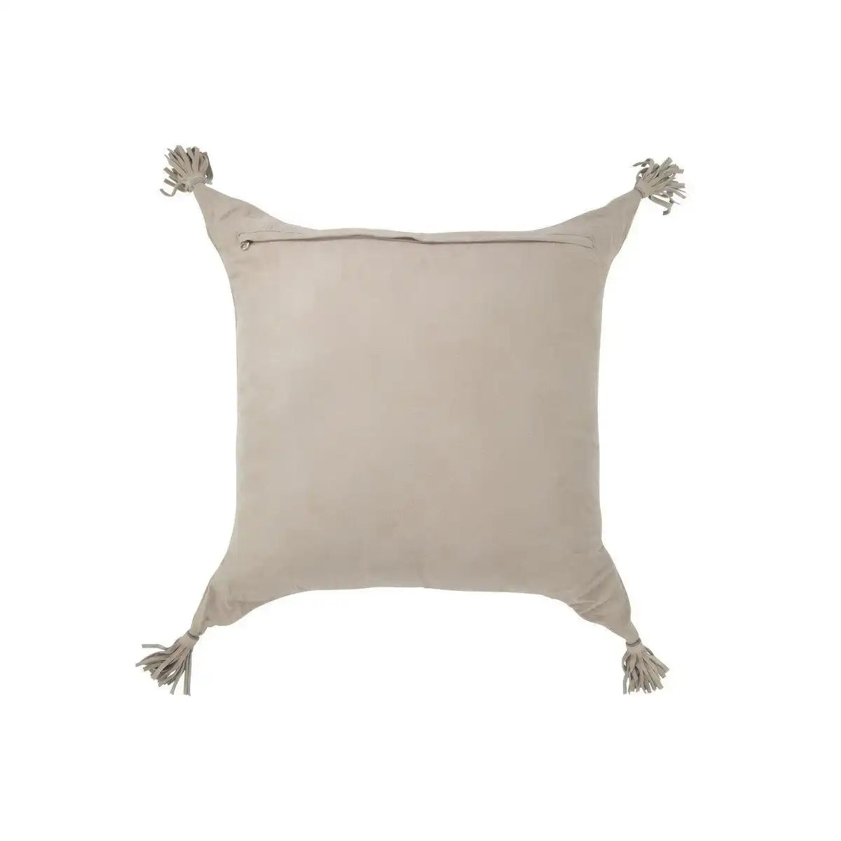 J-Line Kissen Quasten – Leder – Grau - HomeDesign Knaus